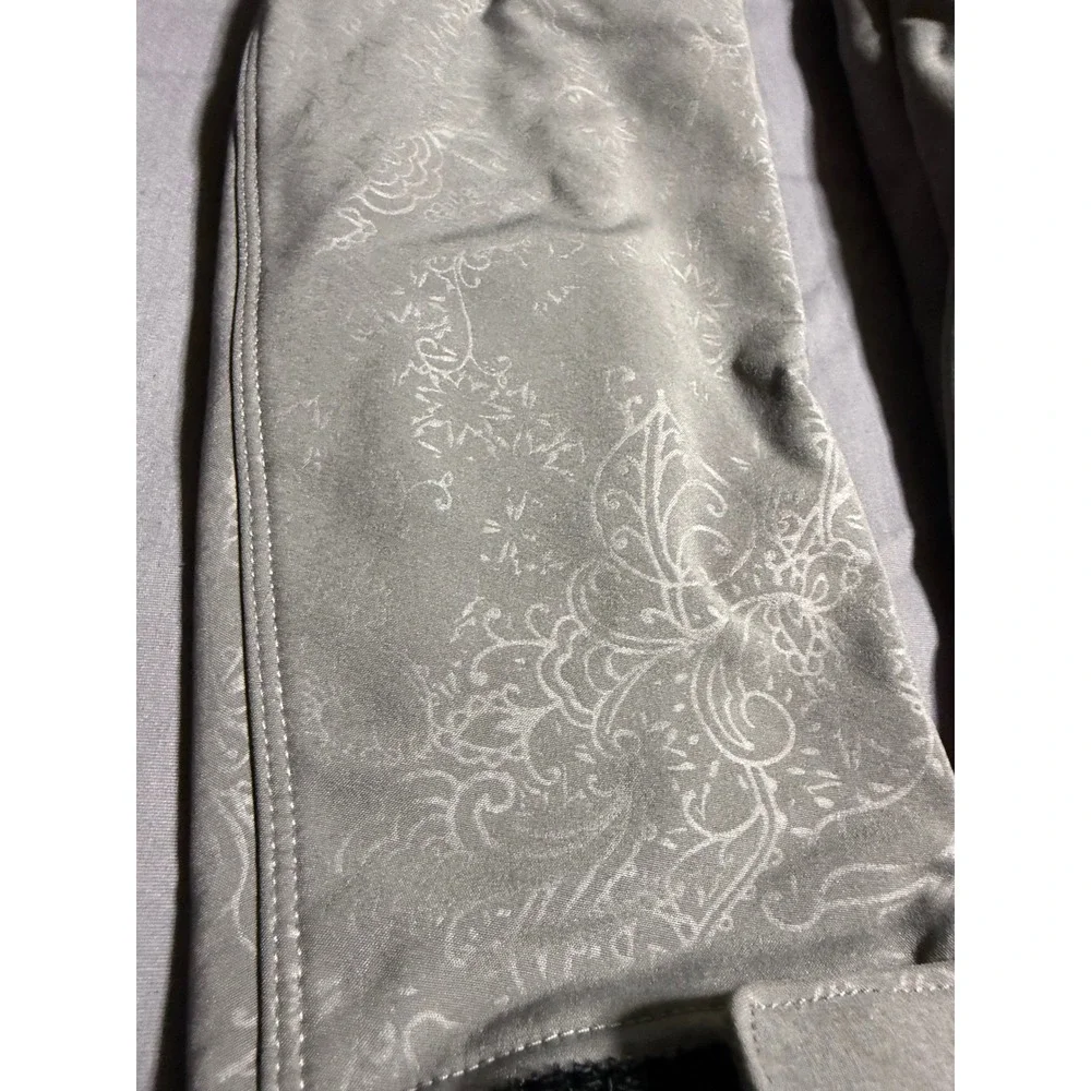 Eddie Bauer Softshell Jacket Womens Medium Grey Good Paisley Floral Full Zip